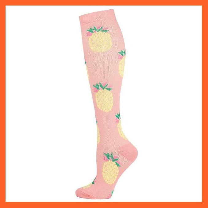 whatagift.com.au socks men women QSG19023-boluo / L-XL Men Women Knee High Length Printed Unisex Compression Socks