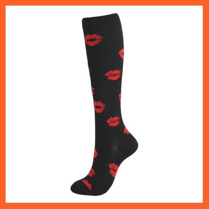 whatagift.com.au socks men women QYS001-40 / L-XL Men Women Knee High Length Printed Unisex Compression Socks