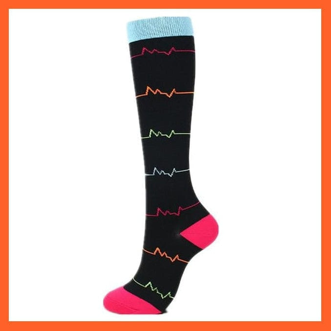 whatagift.com.au socks men women QYS001-45 / L-XL Men Women Knee High Length Printed Unisex Compression Socks