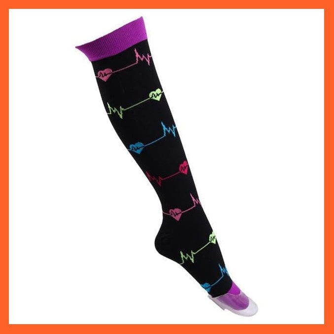 whatagift.com.au socks men women QYS001-6 / L-XL Men Women Knee High Length Printed Unisex Compression Socks