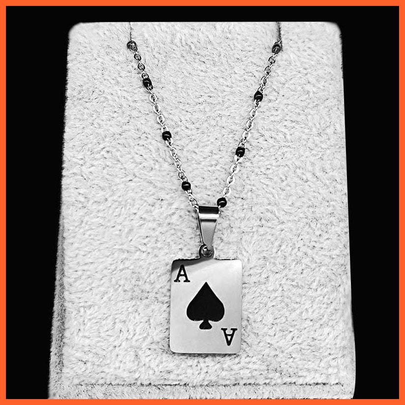 whatagift.uk Stainless Steel Lucky Ace of Spades Pendant Necklace