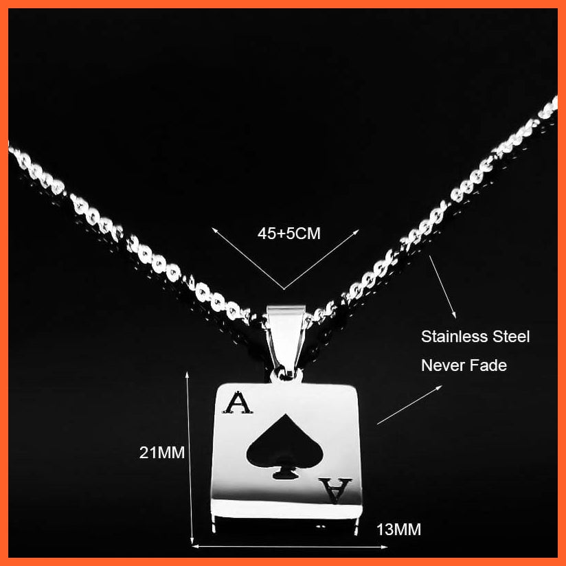 whatagift.uk Stainless Steel Lucky Ace of Spades Pendant Necklace