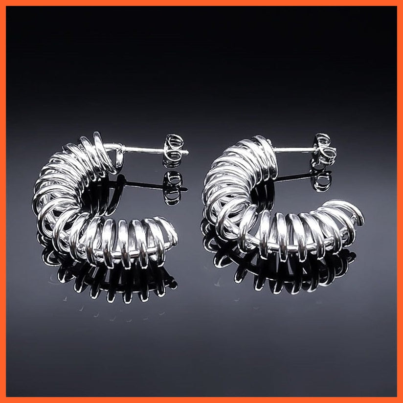 whatagift.uk Stainless Steel Metal Round Circle Hoop Earrings for Women