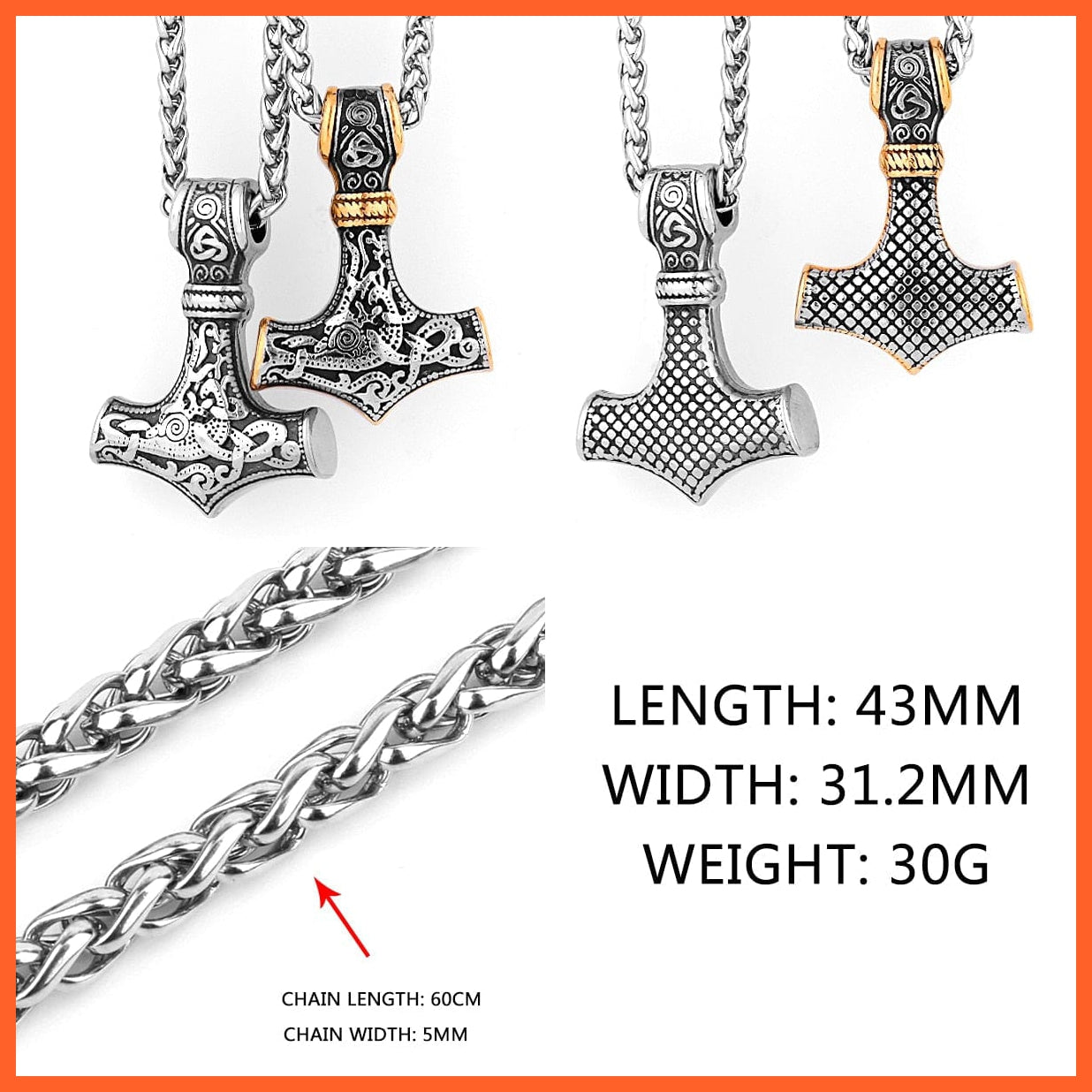 whatagift.uk Stainless Steel Norse Vikings Amulet Pendant