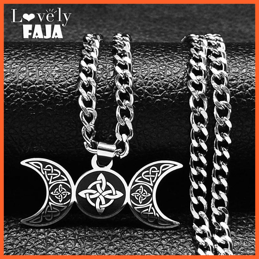 whatagift.uk Stainless Steel Triple Moon Necklace for Women