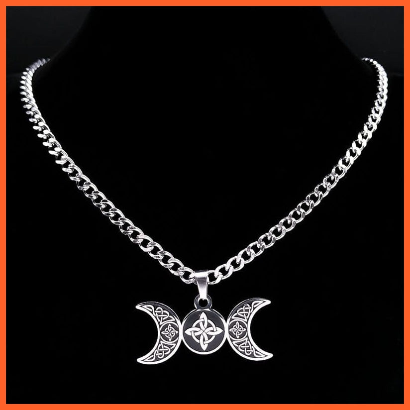 whatagift.uk Stainless Steel Triple Moon Necklace for Women