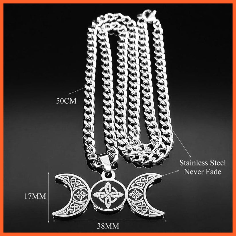 whatagift.uk Stainless Steel Triple Moon Necklace for Women