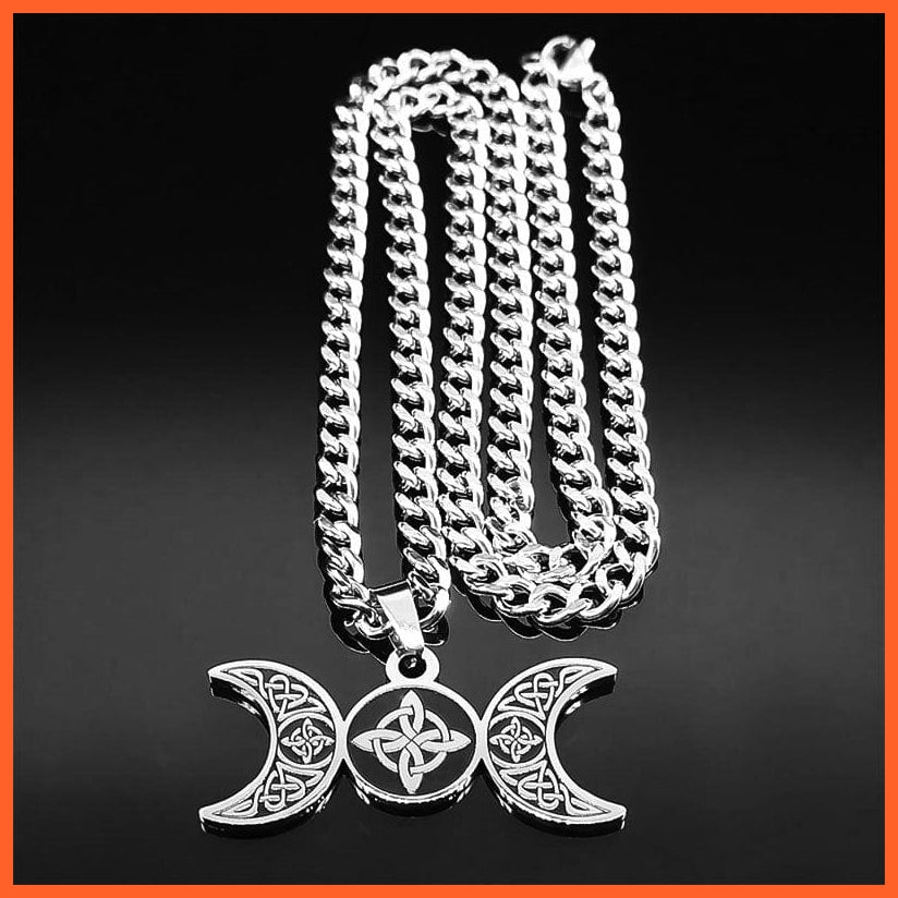 whatagift.uk Stainless Steel Triple Moon Necklace for Women