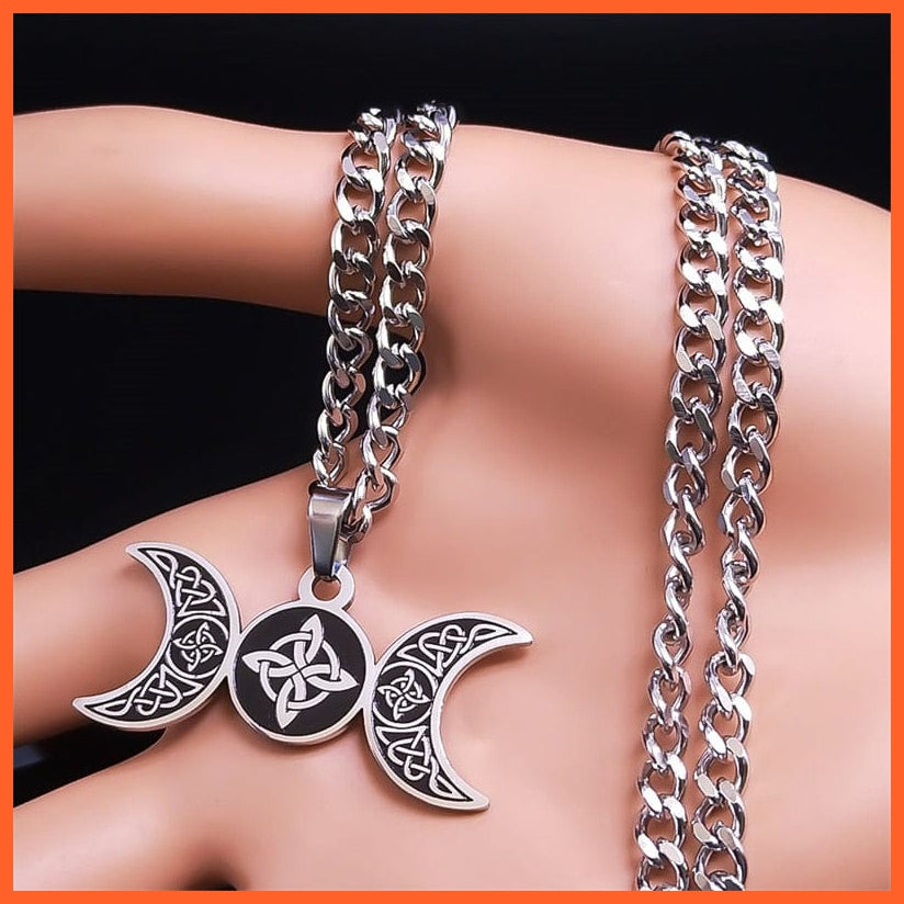 whatagift.uk Stainless Steel Triple Moon Necklace for Women