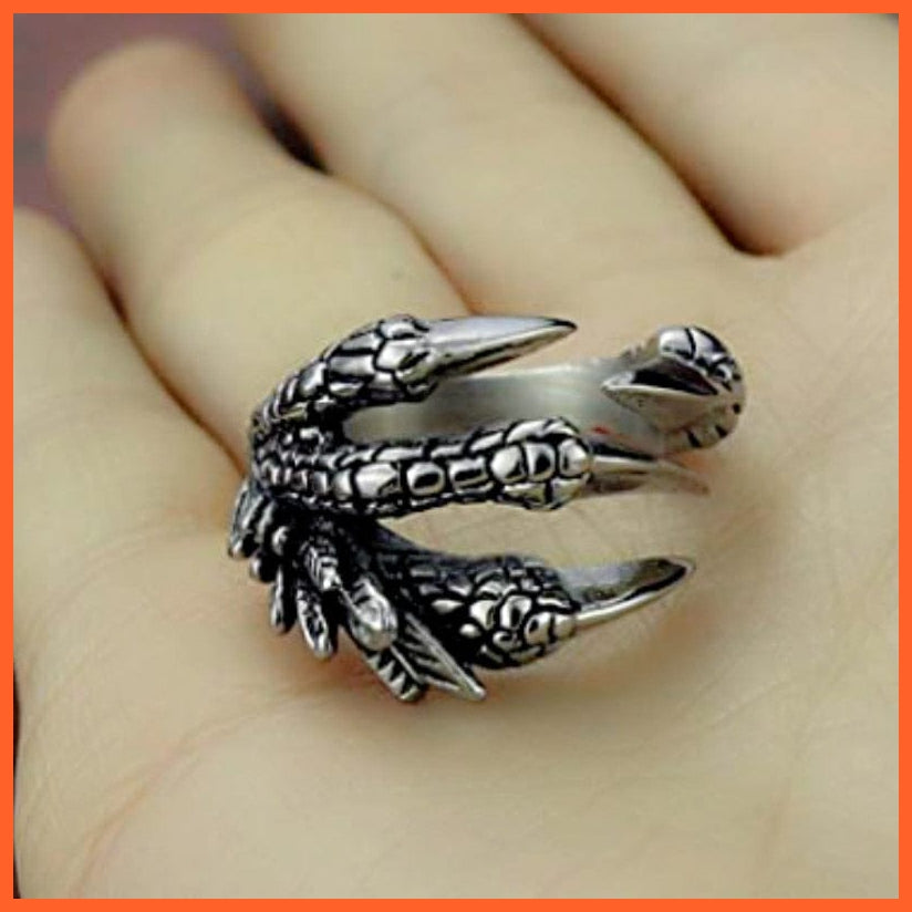 whatagift.uk Stainless Steel Vintage Silver Dragon Claw Adjustable Opening Ring