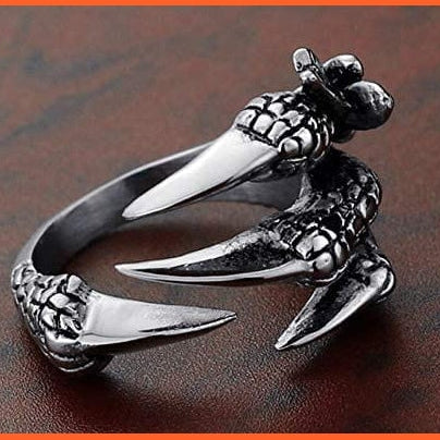 whatagift.uk Stainless Steel Vintage Silver Dragon Claw Adjustable Opening Ring
