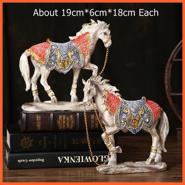 whatagift.com.au Standing Pair / M Antique Couple Horse Statue Rhinestone Resin Sculpture For Home Decore