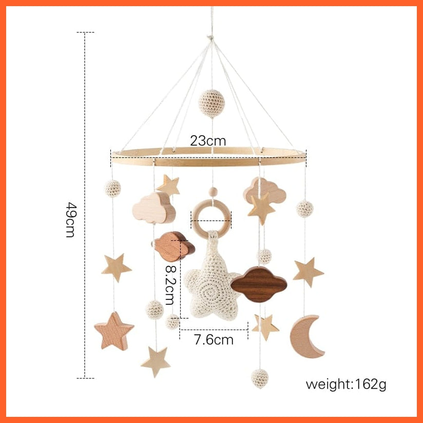 whatagift.com.au star bed bell Musical Box Cloud Cotton Carousel For baby | Make Baby Rattles Crib Wooden Mobile Toy