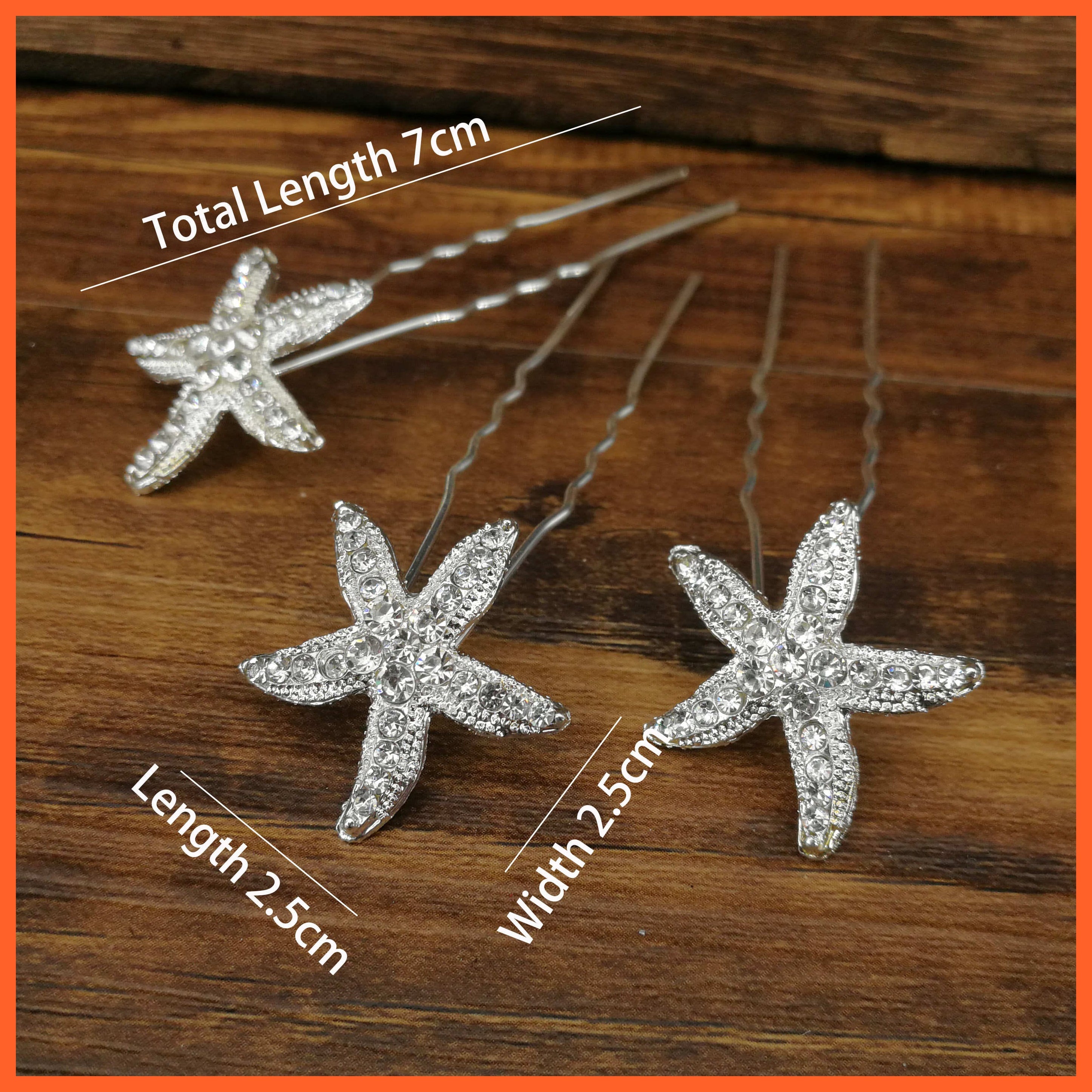 whatagift.com.au Starfish 3pcs Women U-shaped Metal Pin | Pearl Bridal Tiara Hairpin | Wedding Accessories