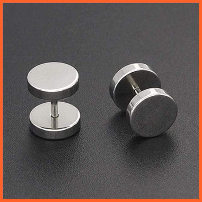 Round Stainless Steel Barbell Stud Earrings For Unisex | whatagift.com.au.