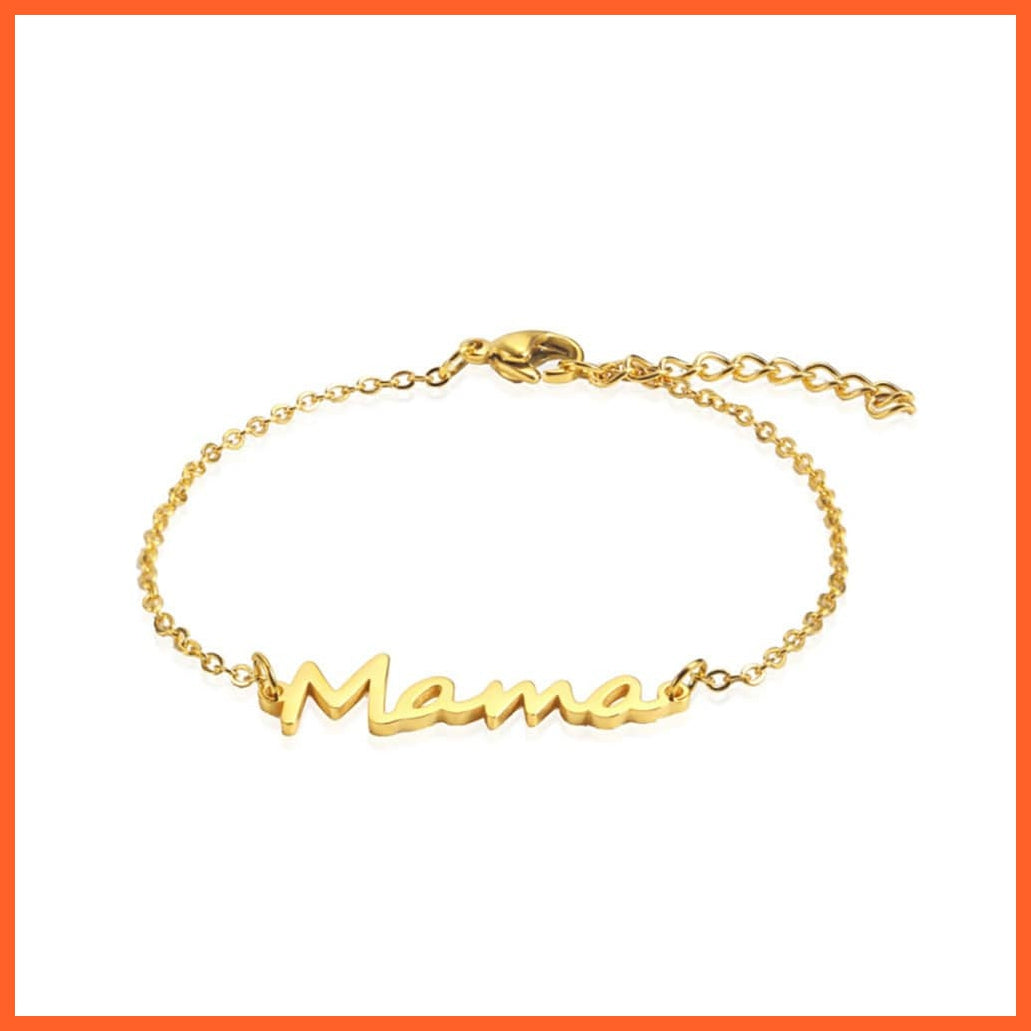 whatagift.com.au Steel Color / 17-22cm Double Layer Stainless Steel Letter Mama Charm Bracelet For Women