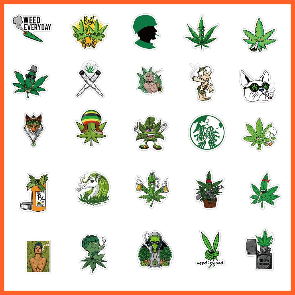 whatagift.com.au Stickers 10PCS Characters 10/30/50PCS Funny Characters Leaves Weed Smoking Graffiti Stickers