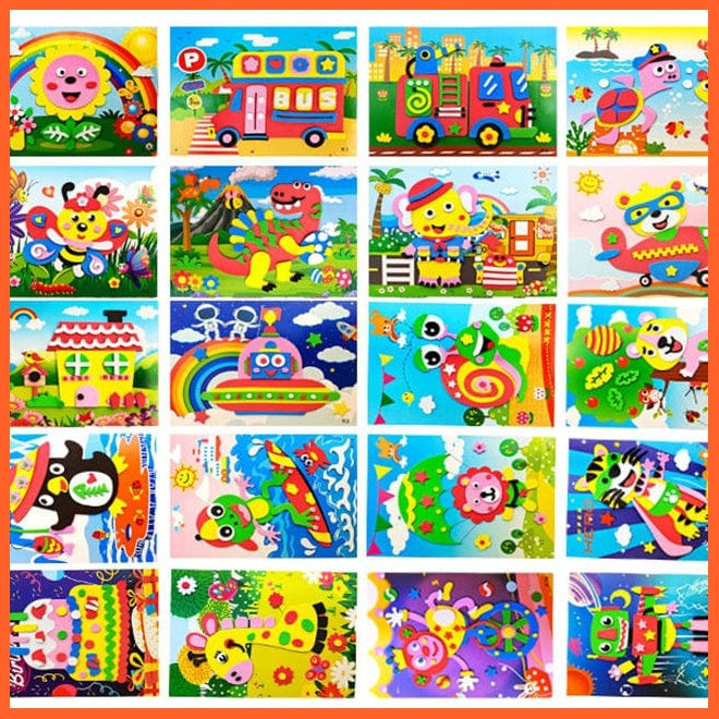whatagift.com.au Stickers 10sheets  puzzle 10/5Pcs New 3D Foam Sticker Puzzle Game DIY Cartoon Animal Toys For Children