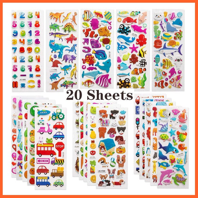 whatagift.com.au Stickers 20 sheets 40 Sheets/lot Cartoon Stickers 3D Cartoons Characters Random Sticker Gifts