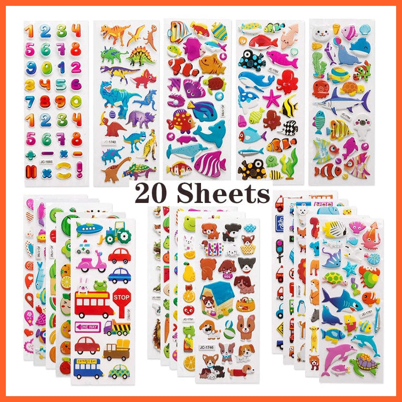 whatagift.com.au Stickers 40 Sheets/lot Cartoon Stickers 3D Cartoons Characters Random Sticker Gifts