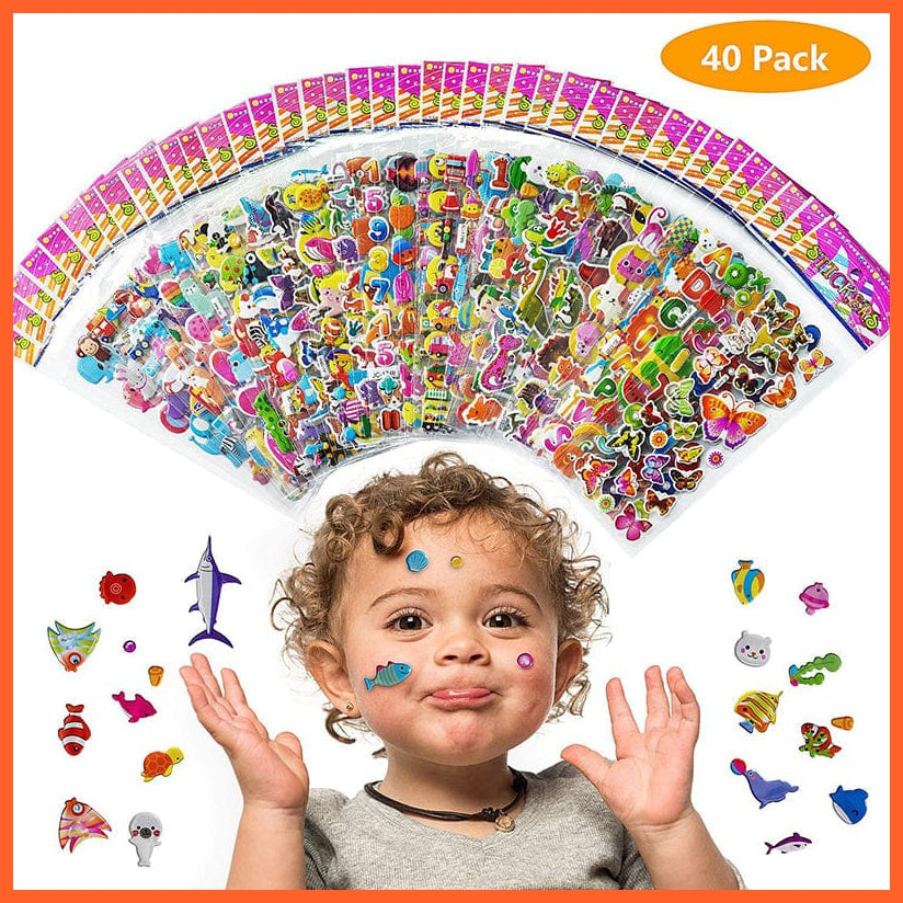 whatagift.com.au Stickers 40 Sheets/lot Cartoon Stickers 3D Cartoons Characters Random Sticker Gifts