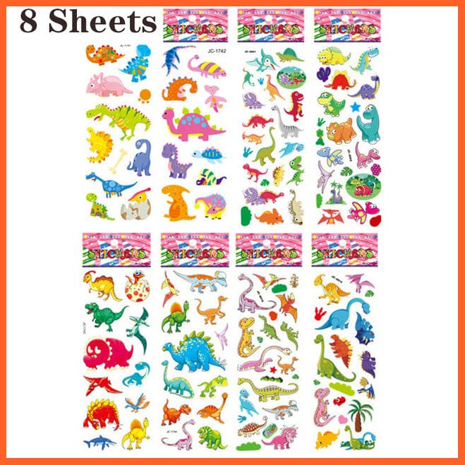 whatagift.com.au Stickers 8 sheets dinosaur 40 Sheets/lot Cartoon Stickers 3D Cartoons Characters Random Sticker Gifts