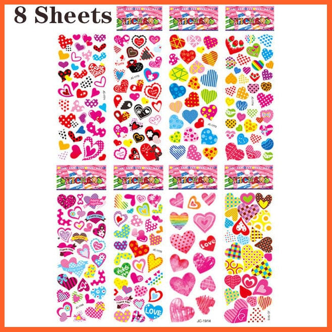 whatagift.com.au Stickers 8 sheets heart 40 Sheets/lot Cartoon Stickers 3D Cartoons Characters Random Sticker Gifts