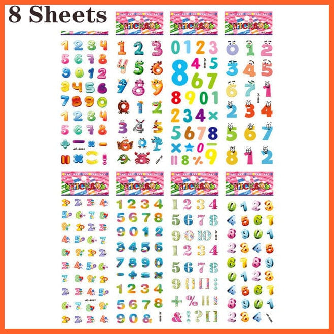whatagift.com.au Stickers 8 sheets numbers 40 Sheets/lot Cartoon Stickers 3D Cartoons Characters Random Sticker Gifts