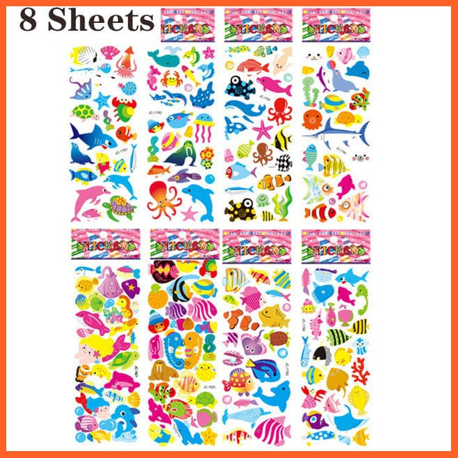 whatagift.com.au Stickers 8 sheets sea animal 40 Sheets/lot Cartoon Stickers 3D Cartoons Characters Random Sticker Gifts