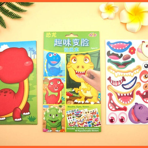 whatagift.com.au Stickers Kids DIY Stickers Puzzle Games Make-a-Face Animal Dinosaur Assemble Jigsaw Toy