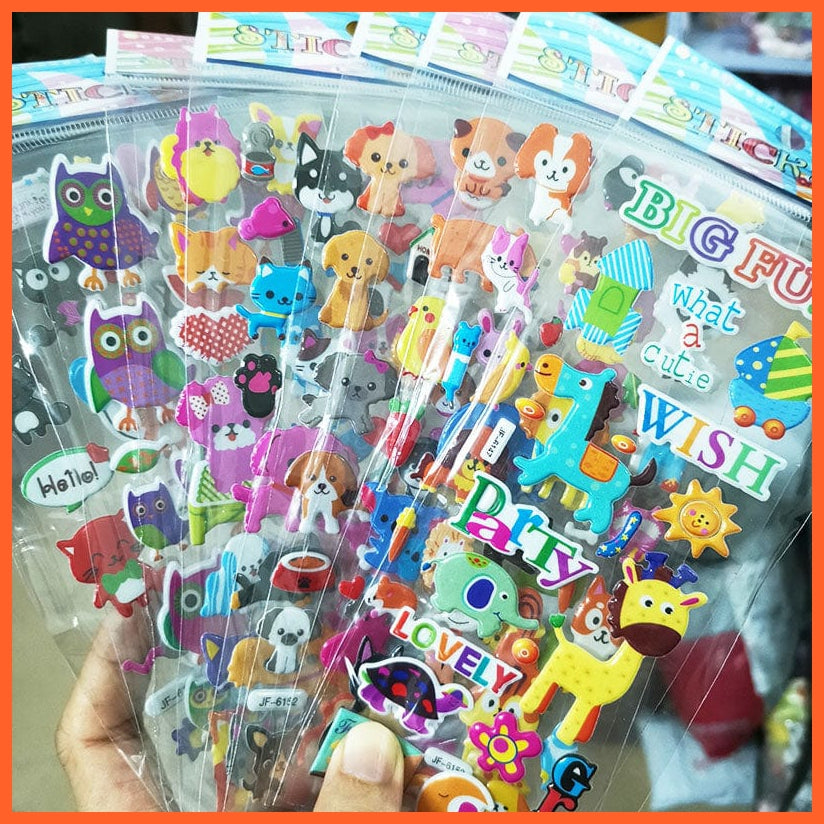 whatagift.com.au Stickers Kids Teachers Animals Cartoon Stickers 40 / 20  Sheets 3D Puffy Bulk Stickers