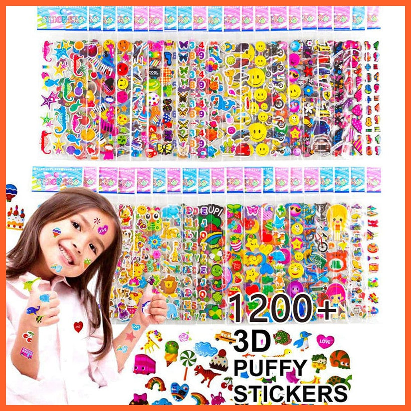 whatagift.com.au Stickers Kids Teachers Animals Cartoon Stickers 40 / 20  Sheets 3D Puffy Bulk Stickers
