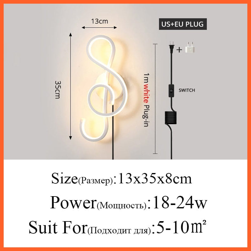 whatagift.com.au style 05 / Warm white Modern Minimalist Music Symbol Wall Lamps | LED Indoor black white Lamp Aisle Lighting decoration