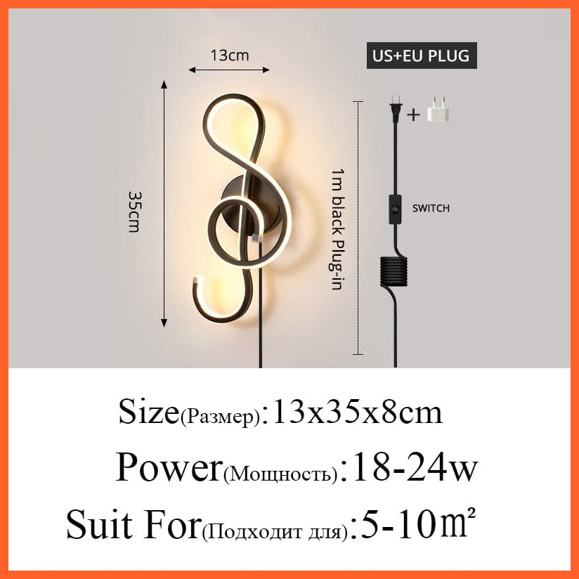whatagift.com.au style 06 / Warm white Modern Minimalist Music Symbol Wall Lamps | LED Indoor black white Lamp Aisle Lighting decoration