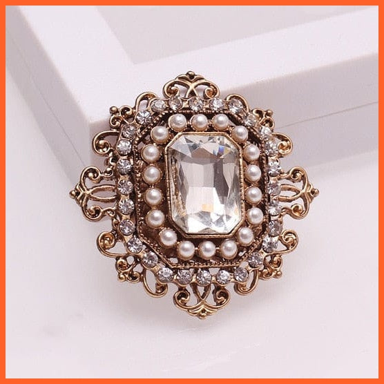 whatagift.com.au Style 4 Classic Pearl Crystal Square Brooch Pin For Women