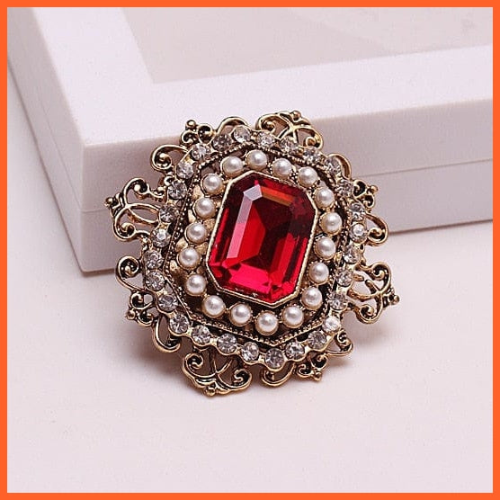 whatagift.com.au Style 5 Classic Pearl Crystal Square Brooch Pin For Women