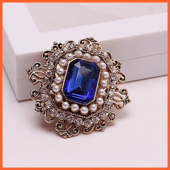 whatagift.com.au Style 6 Classic Pearl Crystal Square Brooch Pin For Women