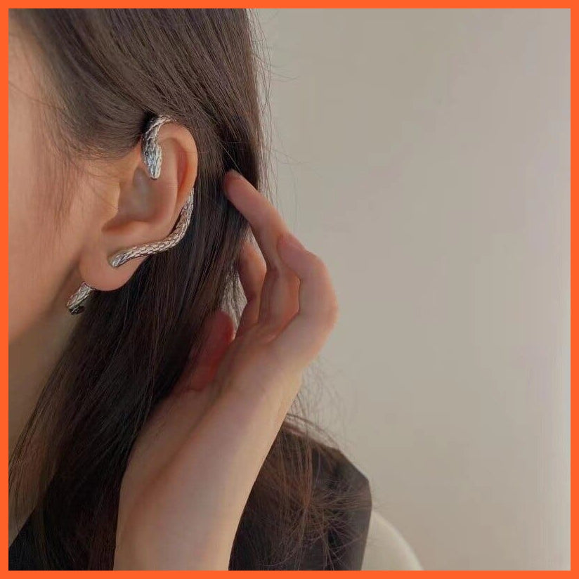 whatagift.uk Style B-left Punk Twining Snake Shape Earring | Ear Stud Gold Silver Clip Earring