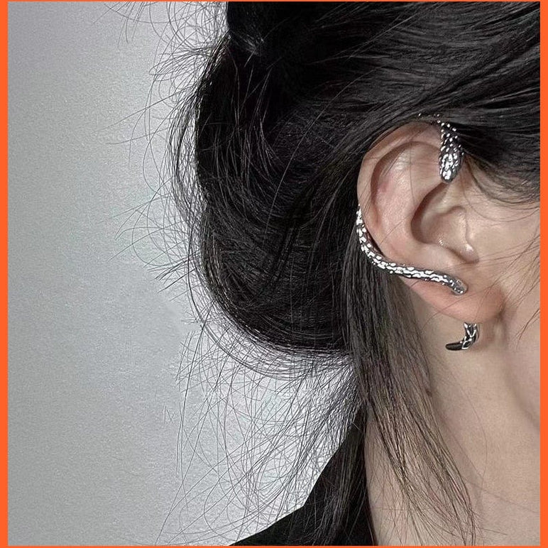 whatagift.uk Style B-right Punk Twining Snake Shape Earring | Ear Stud Gold Silver Clip Earring