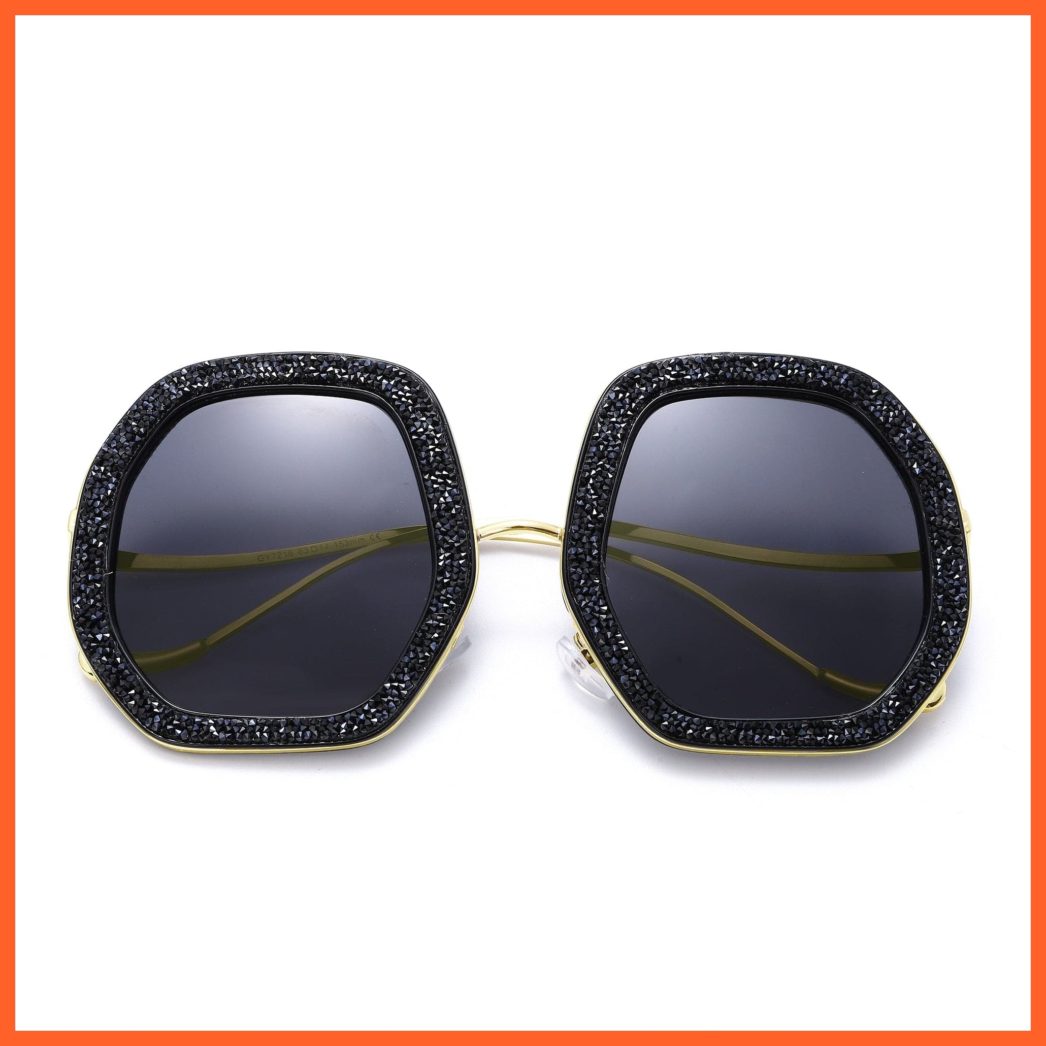 whatagift.com.au Sunglasses 1B curved legs / China Oversized Luxury Diamond Crystal Sunglasses | UV400 Shades Hipster Eyewear