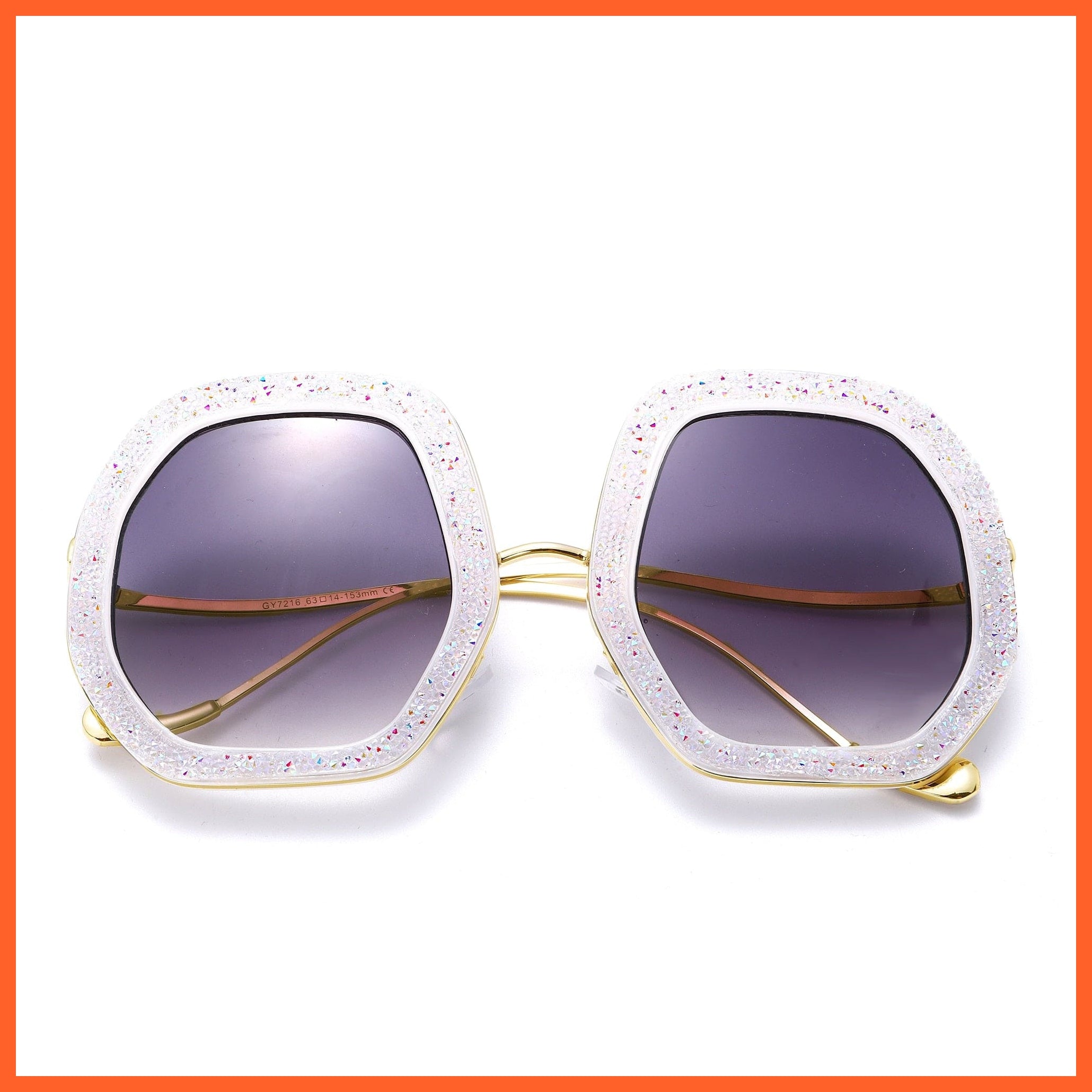 whatagift.com.au Sunglasses 3B curved legs / China Oversized Luxury Diamond Crystal Sunglasses | UV400 Shades Hipster Eyewear