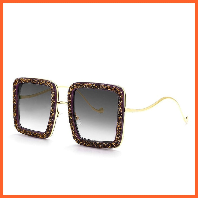 whatagift.com.au Sunglasses 3C curved legs / China Oversized Luxury Diamond Crystal Sunglasses | UV400 Shades Hipster Eyewear