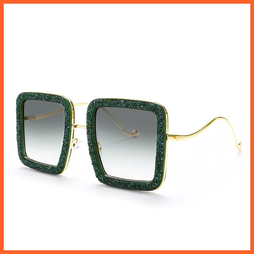 whatagift.com.au Sunglasses 4C curved legs / China Oversized Luxury Diamond Crystal Sunglasses | UV400 Shades Hipster Eyewear