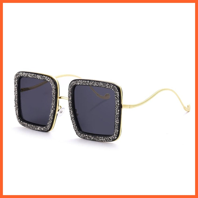 whatagift.com.au Sunglasses 6C curved legs / China Oversized Luxury Diamond Crystal Sunglasses | UV400 Shades Hipster Eyewear