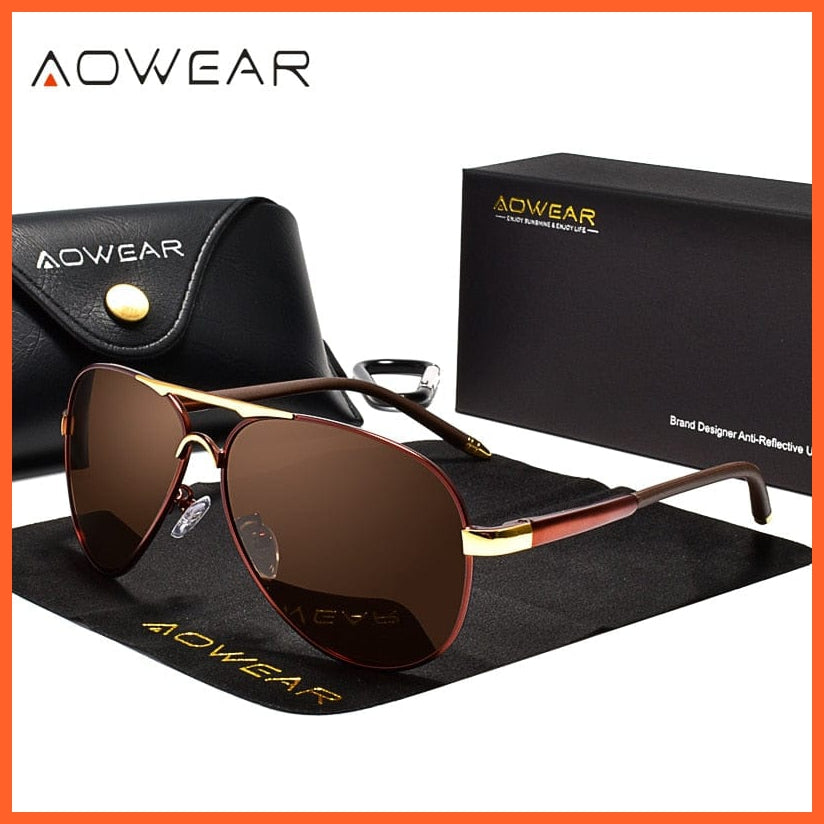 whatagift.com.au Sunglasses 8503 Brown / AOWEAR Men Polarized Aviation Sunglasses | Mirror HD Driving Shades
