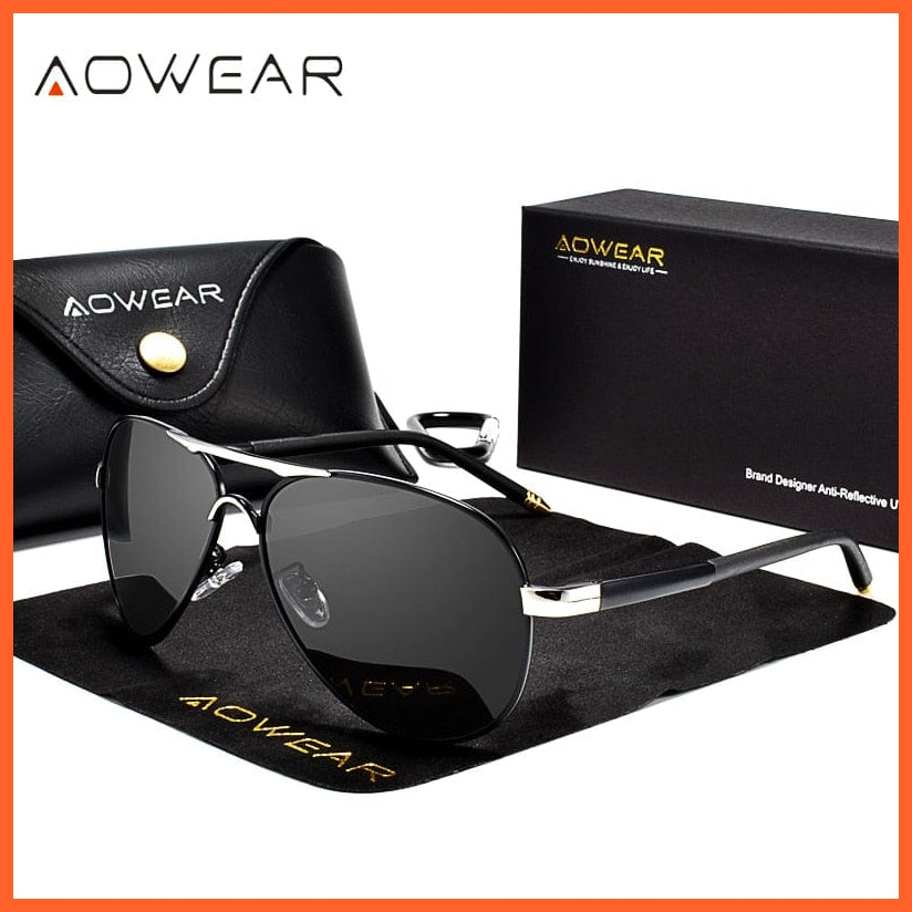 whatagift.com.au Sunglasses 8503 Silver Black / AOWEAR Men Polarized Aviation Sunglasses | Mirror HD Driving Shades