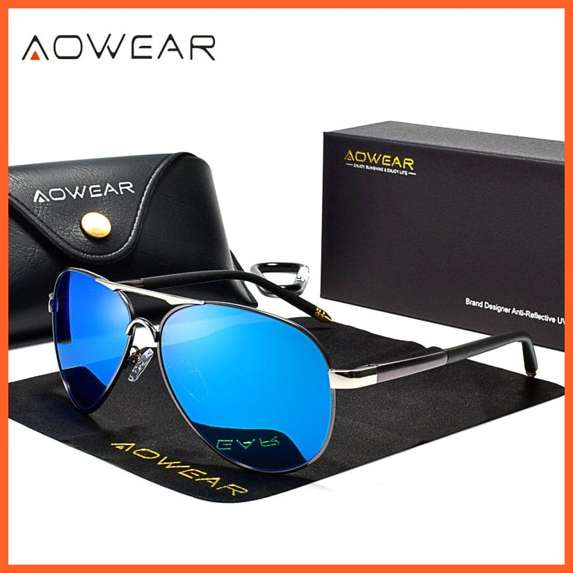 whatagift.com.au Sunglasses 8503 Silver Blue / AOWEAR Men Polarized Aviation Sunglasses | Mirror HD Driving Shades