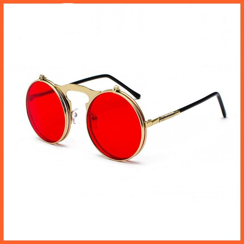 whatagift.com.au Sunglasses C10GoldRed / Other Vintage Steampunk Flip Sunglasses | Men Women Retro Round Metal Frame Glasses