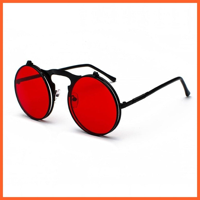 whatagift.com.au Sunglasses C11BlackRed / Other Vintage Steampunk Flip Sunglasses | Men Women Retro Round Metal Frame Glasses
