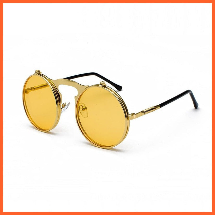 whatagift.com.au Sunglasses C12GoldYellow / Other Vintage Steampunk Flip Sunglasses | Men Women Retro Round Metal Frame Glasses